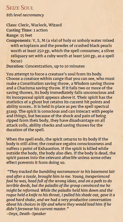 In-book image of the text of Seize Soul